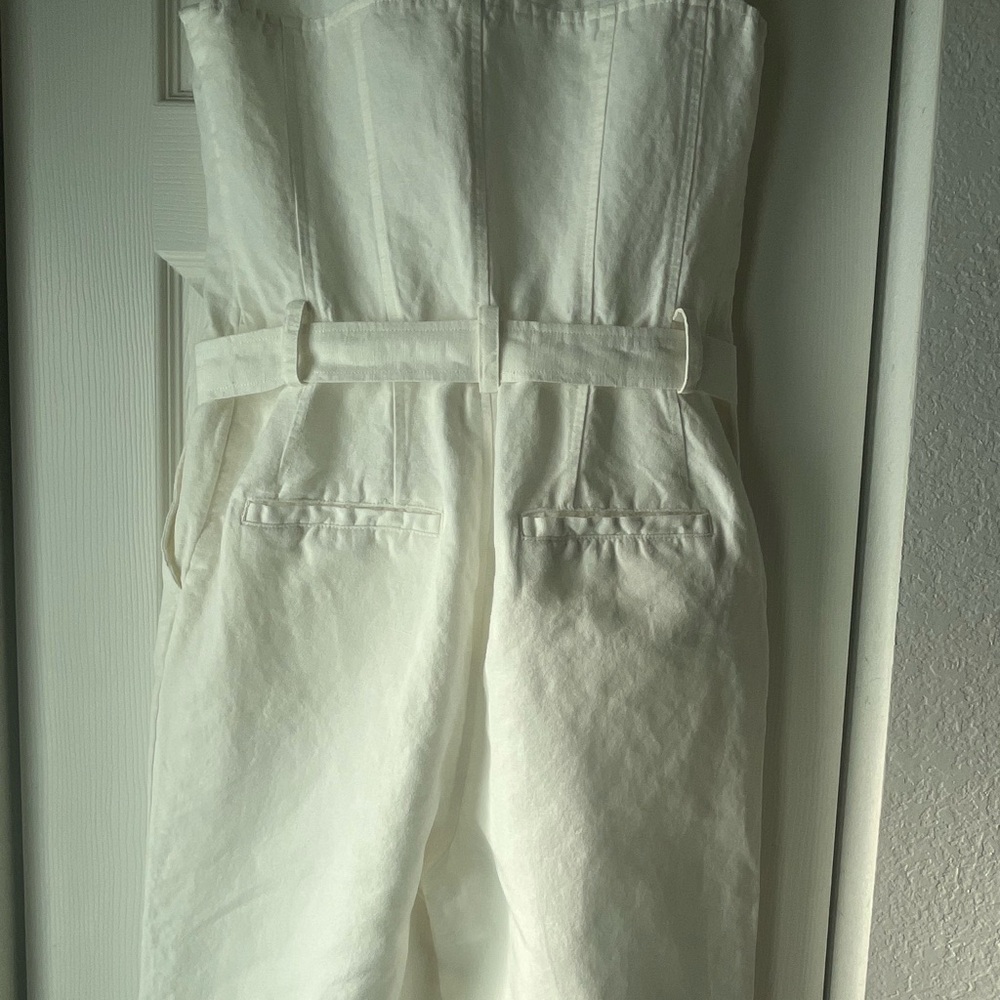 Sundance White Sleeveless Utility Zip Jumpsuit with Tie Belt - Cotton Linen - Picture 9 of 16